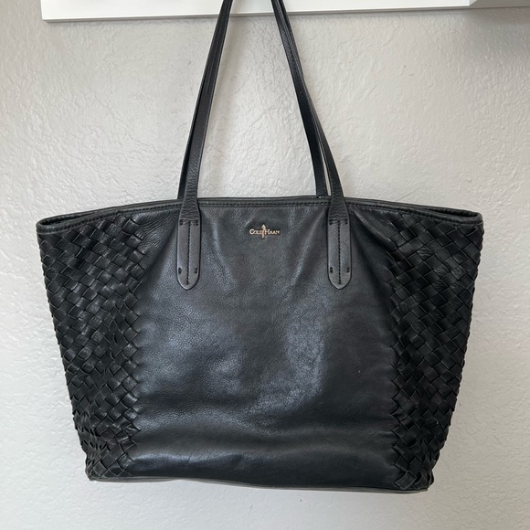 Cole Haan Black Woven Leather Tote Bag - Picture 3 of 9
